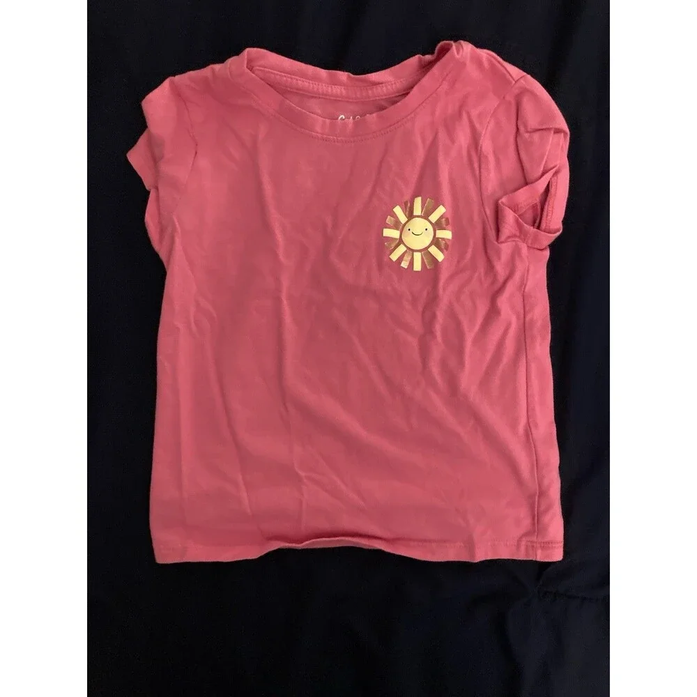 4T Cat & Jack girl clothes - 1 piece T shirt | pink color & sun theme